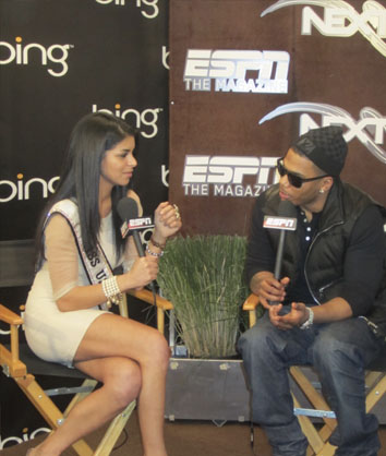 Hosts ESPN segment with Nelly at 2011 NFL Superbowl